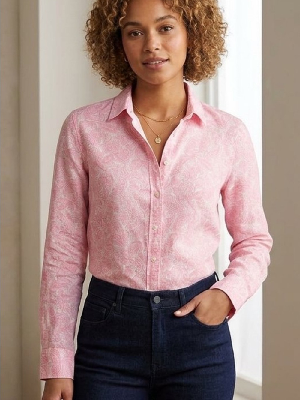 J. Crew Pink Paisley Button-Down Shirt